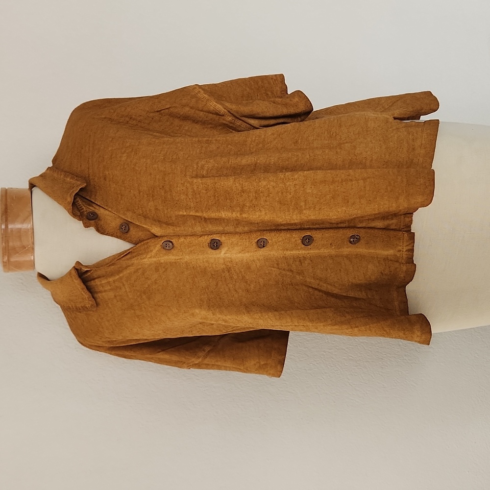 FREE PEOPLE || Weekend Rush Button Front Shirt Copper Yellow || Large